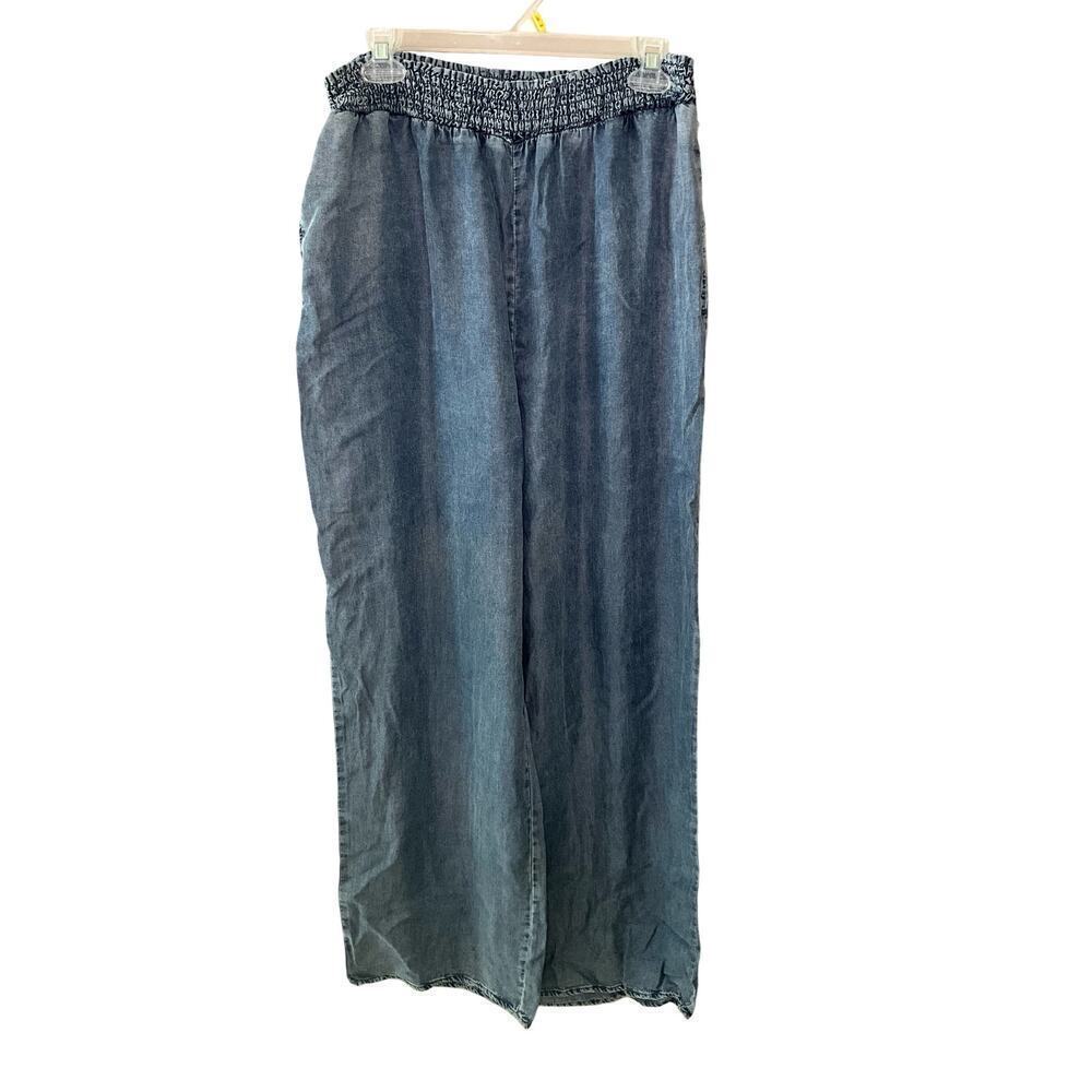 Velvet Heart Ankle Pants Straight Leg Pull On High Rise Chambray Blue Size XL
